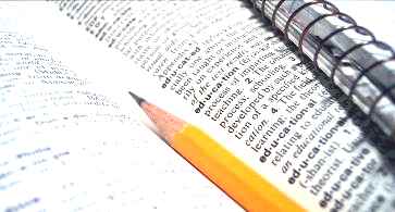 Dictionary and yellow
pencil